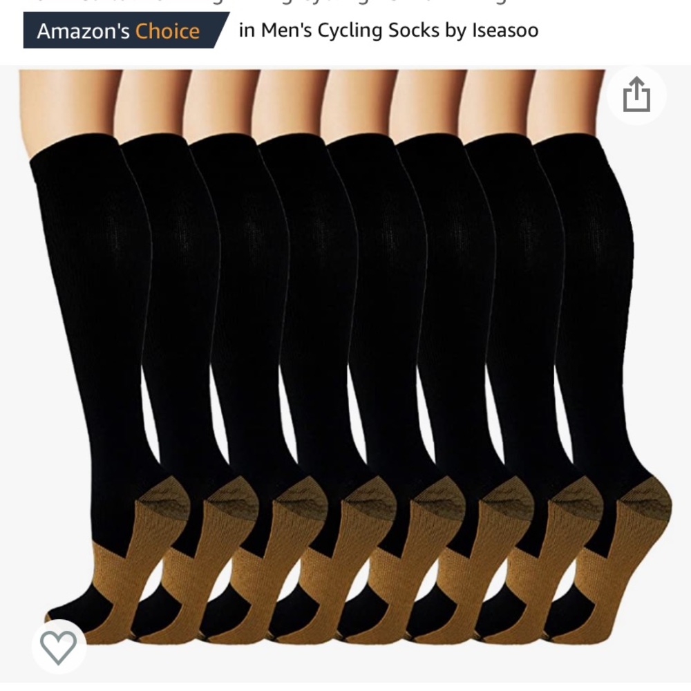 NEW-Copper Compression Socks Sz S/M Black Sports Travel Nurses Standing